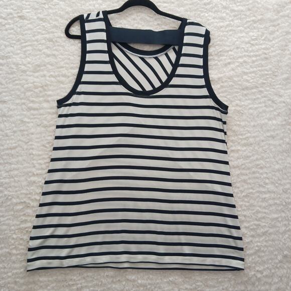 Tank Top Size L Striped Black White Knit Nautical Preppy Sailorcore Cruise Retro - Picture 9 of 13